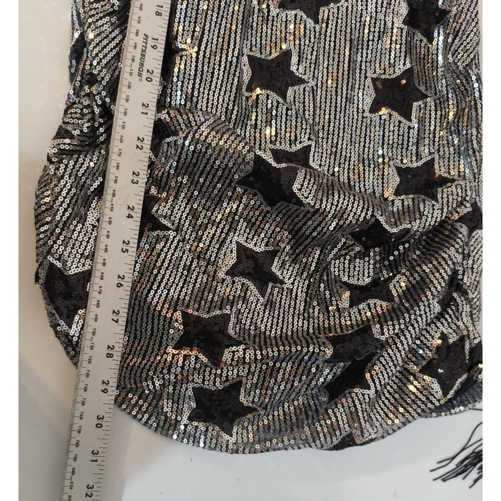 Nasty Gal V-neck Star Sequined Fringe body con long Sleeve Mini Dress Size 0 - Picture 6 of 9